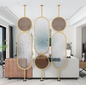 Panel Divisor de Vidrio con Marco Dorado Rosa para Privacidad de Oficina, Diseño Art Deco, Hecho de Metal, Marca <span class=keywords><strong>Homedeco</strong></span>, Modelo HDS-09 - Product Image 5