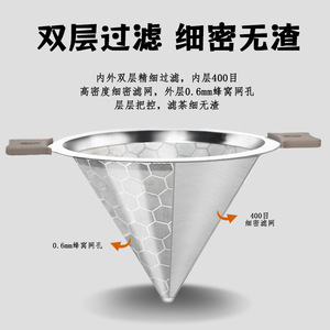 กรวยกรองชาแบบสองหู ทำจากสแตนเลส สำหรับร้านชา - Product Image 5