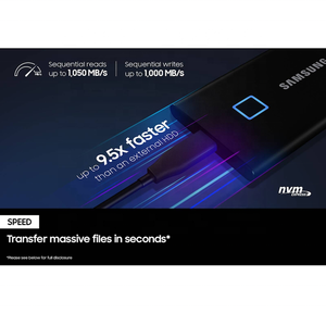 สำหรับ SAMSUNG Portable SSD T7 TOUCH USB 3.2 ความจุ 500GB 1TB 2TB สีดำ สำหรับ PC, Mac, อุปกรณ์ Android, เครื่องเล่นเกมส์ รุ่นพกพา T7 Touch - Product Image 5