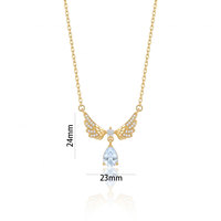 Gargantilla con Colgante de Alas de Ángel Chapado en Oro para Mujer, con Circonita en Forma de Lágrima Brillante, Resistente al Deslustre, Versátil, Cadena de Clavícula de Lujo Ligero