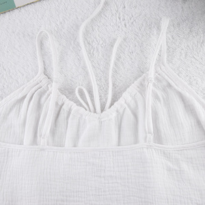 Piyama Vest Halter Seksi Musim Panas 2026 Tanpa Lengan, Set Celana Pendek Katun Murni Dua Lapis, Pakaian Santai Wanita, Bernapas, Elegan - Product Image 5
