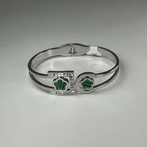 Fashion Bangle 316L Stainless Steel PVD Gold Plating Sustainable Resistant Green Inlay <b>Crystal</b> Detail - Product Image 1
