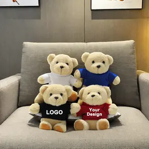 Wholesale Kids Gifts Easy Custom Stuffed Animals Cute Plush Toys Sublimation Printing Custom Logo Teddy Bears With Shirts