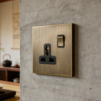 Interruptor de Pared LED Moderno Estándar Europeo, Enchufe Universal Ultrafino con Sensación de Piel, 16A 250V
