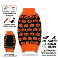 Halloween hondentrui zwart oranje pompoen Jack O'Lantern huisdier trui turtleneck gebreide warme kleine honden- en kattenkleding herfst kleding OEM