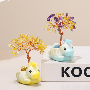 Figurine d'arbre en cristal, licorne en résine, mini décoration, cadeau pour le bureau ou la maison - Product Image 3