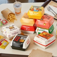 Boîte à burger biodégradable de qualité supérieure pour le stockage alimentaire, fabriquée en Chine, en carton ondulé avec revêtement UV et impression en relief