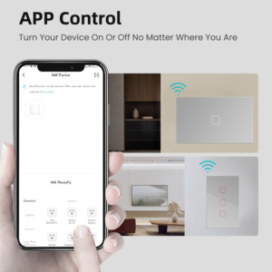 Interruttore da Parete Smart Tuya 1/2/3/4 GANG con Pannello Touch in Vetro, Wi-Fi+RF+BLE, Standard USA, Supporta il Controllo Remoto tramite App, 220V - Product Image 3
