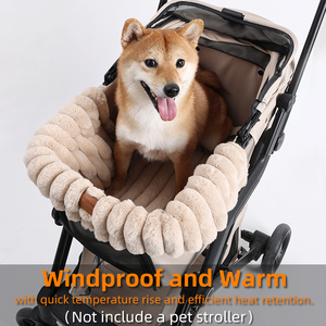Doublure polaire confortable pour poussettes pour animaux de compagnie-Insert de literie d'hiver en polyester pliable antidérapant et chaud pour chiens/chats convient à la plupart des poussettes - Product Image 2