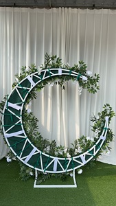 Decorazione di nozze arco floreale sposami sfondo rosso amore cuore e luna a forma di piedi arco rosa fiore per proposta - Product Image 3