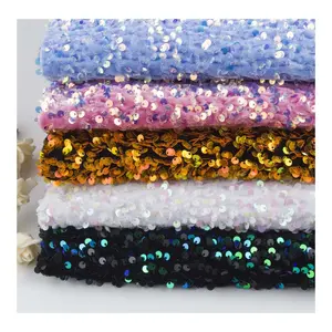 Wholesale African Colored French Lace Fabric Sequins Lace For Party Dress