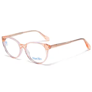 Desain Baru Kacamata Desainer Pria Mode Bingkai Optik Spec Putih Kacamata Retro Asetat Wanita Gadis Bening Bulat Besar