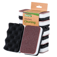 Sable de diamant petite éponge ondulée à coins arrondis avec conception à trois couches pour le nettoyage double face des ustensiles de cuisine vaisselle