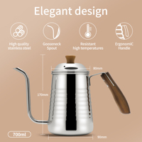Poignée en bois acier inoxydable Long cou café goutte à goutte Pot thé col de cygne bouilloire à café