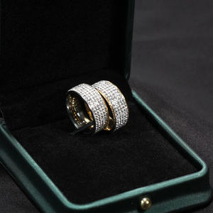 Anillo de hombre chapado en oro y plata unisex con piedras preciosas artificiales de acero inoxidable y Letras a la moda, joyería elegante para cóctel - Product Image 1