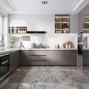 Muebles de cocina modernos para el hogar de diseño moderno, accesorios de gabinetes de cocina de madera de PVC con islas de cocina - Product Image 6