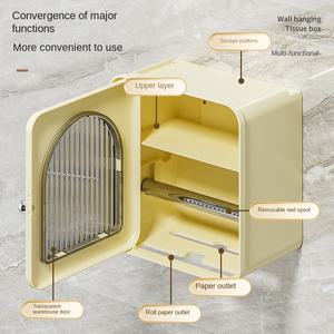 NBD6801 Porta Rotolo di Carta Igienica da Parete in Plastica per Bagno, Antispruzzo, Grande Capacità, Tipo a Cordoncino - Product Image 4