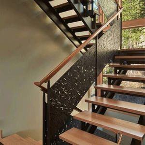 Escalier flottant moderne en acier doux et verre / Escalier en acier préfabriqué et verre pour intérieur - Product Image 5