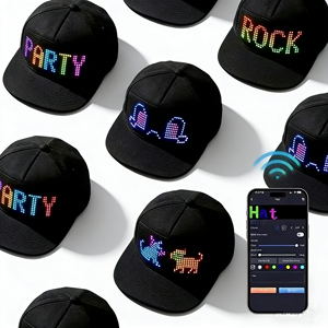 LED Snapback Cap RGB Screen Programmable APP <b>Control</b> LED Scrolling Messages Light up Display Baseball Cap Luminous Glowing Hat - Product Image 1
