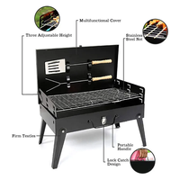 Ensemble de barbecue portable pliable pour le camping, barbecue familial pour le camping, barbecue extérieur en acier inoxydable, barbecue au charbon de bois