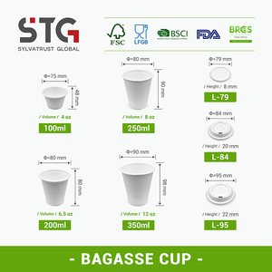 Wholesale Custom Size Compostable Bagasse <strong>Cup</strong> Biodegradable Sugarcane Pulp Coffee <strong>Cup</strong> For Tea House Milk Tea Shop - Product Image 2