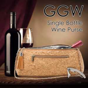 Personalized Fashion Single <b>Bottle</b> Wine Purse | Thermal Insulated Clutch Tote for Women (<b>Cork</b>) - Product Image 5