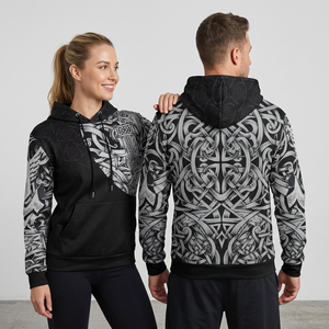 Sudadera con Capucha Negra Unisex, Diseño con Pedrería, Corte Holgado, Estilo Casual para Otoño, Algodón Ecológico - Product Image 5