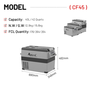 Alcocool-nevera portátil para coche, dispositivo de compresor <span class=keywords><strong>CF45</strong></span> dc 12v, Control por aplicación, fiable, 12v - Product Image 2