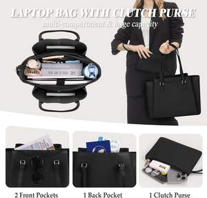 Maletín para Portátil RAINSMORE de 15.6 Pulgadas para Mujer, Impermeable, de Poliéster, con Doble Correa para el Hombro y Cierre de Cremallera, para Oficina o Profesora - Product Image 4