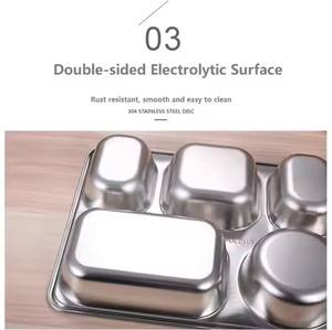 Vijf Compartimenten Fastfood Dienblad Roestvrij Staal Sus304 Microwave School Lunchbox Verdeeld Dinerbord Food Kwaliteit Deksel/Deksel - Product Image 4