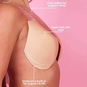 Sujetador para <span class=keywords><strong>busto</strong></span> grande con tirantes de silicona largos y diseño de soporte para realce, sin tirantes ni espalda, hasta <span class=keywords><strong>copa</strong></span> H - Product Image 5