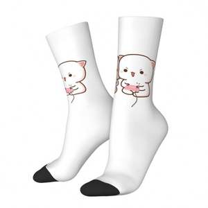 Calcetines Personalizados para Hombre y Mujer, Calcetín <span class=keywords><strong>de</strong></span> Gato Mochi, Melocotón y Goma, Antibacteriano, Cálido, Divertido, Novedad, Suministro ODM - Product Image 2