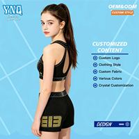 Service OEM Personnalisé en Gros STORM CU-002 Soutiens-gorge et Shorts de Cheerleading Sublimation AB Diamant Or Poudre d'Oignon Tissu Métallique