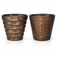 Mug en pierre vintage 350 ml, bronze doré, motif floral classique vieilli, fait main, rustique, compatible micro-ondes, cadeau d'affaires pour