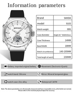 Reloj Deportivo Digital Multifuncional Sanda 9103 con Doble Pantalla, Alarma, Temporizador y Resistencia al Agua - Product Image 3