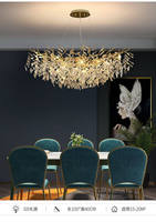 Lustre moderne à LED pour hôtel, en aluminium imprimé motif branche d'arbre, pour plafond haut, décoration de salon, grand pendentif en cristal