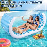 Bain de soleil gonflable transfrontalier pour piscine, île flottante de fête, grand lit de soleil en PVC blanc 44x43cm