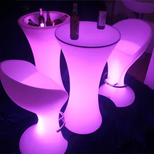 Waterdichte Rgb Oplaadbare Lichtgevende Outdoor Meubelen Led Light Party Cocktail Tafel En Stoelen Te Koop