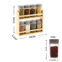 Offre Spéciale : Ensemble de 8 pots à épices minimalistes détachables avec support en bois et couvercles à clapet pour la cuisine
