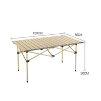 Table de camping pliable surdimensionnée et relevable, légère, en acier à haute teneur en carbone, avec rangement profond, mobilier d'extérieur