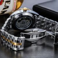 Montre mécanique automatique pour hommes, avec fenêtre de date, bracelet en acier inoxydable bicolore