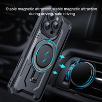 Durable TPU Pc 2 en 1 funda de teléfono magnética anticaída Invisible libre giratorio soporte de anillo de dedo funda de teléfono para iPhone 15 Pro Max