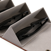 Mallette de rangement pour lunettes en cuir PU marron magique personnalisé Portable pliable avec 4 fentes Porte-lunettes de soleil fait main LOGO personnalisé