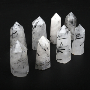Vente en gros de cristaux de tourmaline naturelle, tourmaline noire, quartz rutile poli, style Feng Shui à des fins décoratives - Product Image 4