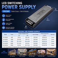 Alimentation électrique à tension constante LED ultra-mince 24V 200W 100-264V par CE et CB pour éclairage à bande LED avec protection multiple