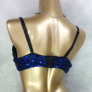 סט תלבושות לריקודי בטן עם חרוזים בעבודת יד חזייה+חגורה 3 חלקים פוליאסטר בגדי ריקוד לנשים - Product Image 5