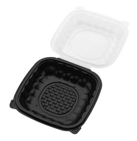 Tiya 9*9 stockage des aliments en plastique PP double conteneur micro-ondes articulé à emporter récipient de restauration rapide en plastique
