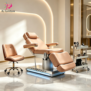 Lit de beauté électrique à 3 moteurs, fauteuil de beauté réglable, base argentée, lit de massage pour soins spa - Product Image 1