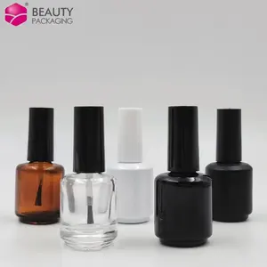 15ml Cosmetic Cuticle Oil Nail Polish Glass Bottle Glass Round Clear Nail Polish Bottle With Application Brush