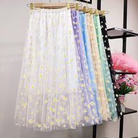 Robe avec imprimés marguerites pour filles, nouvelle collection 2021, tissu en dentelle optique